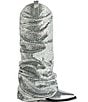Color:Silver - Image 2 - Shawnee Metallic Foldover Scrunch Shaft Western Booties