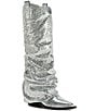 Color:Silver - Image 1 - Shawnee Metallic Foldover Scrunch Shaft Western Booties