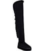 Azalea Wang Shea Faux Shearling Trim Strapped Back Flatform Over The Knee Boots - Image 1