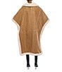 Azalea Wang Shearling Faux Fur Collared Long Poncho, Color:Brown - Image 2