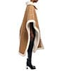 Azalea Wang Shearling Faux Fur Collared Long Poncho, Color:Brown - Image 3