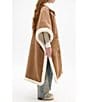 Azalea Wang Shearling Faux Fur Collared Long Poncho, Color:Brown - Image 7