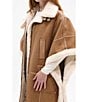 Azalea Wang Shearling Faux Fur Collared Long Poncho, Color:Brown - Image 9