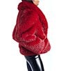 Azalea Wang Simona Faux Fur Oversize Shawl Collar Open Front Jacket, Color:Red - Image 3