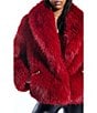 Azalea Wang Simona Faux Fur Oversize Shawl Collar Open Front Jacket, Color:Red - Image 4