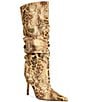 Azalea Wang Sterre Patchwork Leopard Print Slouch Shaft Tall Boots - Image 1