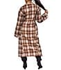 Azalea Wang Studio-Brown Plaid Print Notch Collar Button Front Trench Coat - Image 3