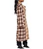 Azalea Wang Studio-Brown Plaid Print Notch Collar Button Front Trench Coat - Image 4