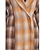 Azalea Wang Studio-Brown Plaid Print Notch Collar Button Front Trench Coat - Image 5