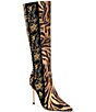 Azalea Wang Talune Tiger Floral Print Pointed Toe Tall Boots - Image 1