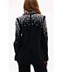 Azalea Wang Tatiana Solid Pearl Accent Notch Collar Button Front Blazer, Color:Black - Image 2