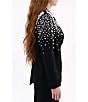 Azalea Wang Tatiana Solid Pearl Accent Notch Collar Button Front Blazer, Color:Black - Image 3