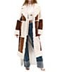 Azalea Wang Telluride Faux Fur Trim Notch Collar Hook Front Maxi Jacket, Color:Tan - Image 1