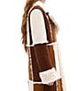 Azalea Wang Telluride Faux Fur Trim Notch Collar Hook Front Maxi Jacket, Color:Tan - Image 4