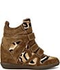 Azalea Wang Tempest Suede Leopard Print Hidden Wedge Sneaker Booties - Image 2