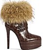 Azalea Wang Thalora Croco Embossed Faux Fur Cuff Platform Booties - Image 2