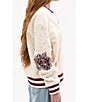Azalea Wang Thirteen Beaded Crew Neck Long Sleeve Snap Front Bomber Jacket, Color:Cream Multi - Image 3