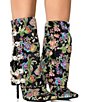 Color:Black - Image 4 - Tilley Floral Brocade Rhinestone Foldover Boots