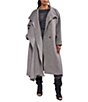 Azalea Wang Tina Wool Blend Asymmetrical Scarf Neck Oversize Belted Wrap Coat - Image 1