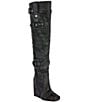 Azalea Wang Trillion Buckle Strap Square Toe Over The Knee Boots - Image 1