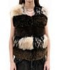 Azalea Wang Vail-Brown Multi Faux Fur Open Front Vest, Color:Brown Multi - Image 2