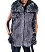 Azalea Wang Vanesa Raccoon Pattern Faux Fur Shawl Collar Oversize Zip Front Vest, Color:Grey - Image 1