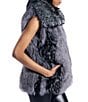 Azalea Wang Vanesa Raccoon Pattern Faux Fur Shawl Collar Oversize Zip Front Vest, Color:Grey - Image 3