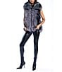 Azalea Wang Vanesa Raccoon Pattern Faux Fur Shawl Collar Oversize Zip Front Vest, Color:Grey - Image 4