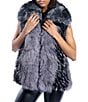 Azalea Wang Vanesa Raccoon Pattern Faux Fur Shawl Collar Oversize Zip Front Vest, Color:Grey - Image 5