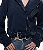 Azalea Wang Vanta-Navy Hooded Neck Belted Zip Front Jacket - Image 5