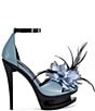 Azalea Wang Velvetine Feather Flower Ankle Strap Architectural Platform Sandals - Image 2
