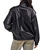 Azalea Wang Verlander-Black Faux Leather Stand Collar Snap Front Bomber Jacket - Image 2