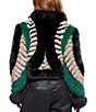 Azalea Wang Vesper-Green Multi Faux Fur Open Front Cropped Jacket - Image 2