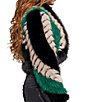 Azalea Wang Vesper-Green Multi Faux Fur Open Front Cropped Jacket - Image 3