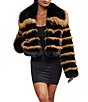 Azalea Wang Vienne Faux Fur Oversize Point Collar Cropped Jacket - Image 1