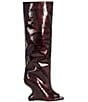 Azalea Wang Vincent Croco Embossed Patent Peep Toe Sculptural Wedge Tall Boots - Image 2