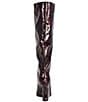 Azalea Wang Vincent Croco Embossed Patent Peep Toe Sculptural Wedge Tall Boots - Image 3