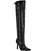 Azalea Wang Zephra Side Lace Pointed Toe Over The Knee Boots - Image 1
