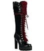 Azalea Wang Zuri Lace Up Faux Fur Tall Lug Platform Boots - Image 1