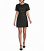 B. Darlin Boucle Short Sleeve Bow Accent Dress - Image 1