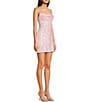 B. Darlin Bow Printed Cowl Neck Lace-Up Back A-Line Sequin Dress, Color:Pink/White - Image 3
