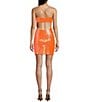 Color:Neon/Orange - Image 2 - Bungee Spaghetti Strap Cowl Neck Sequin Mesh Bodycon Dress
