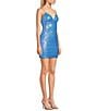 B. Darlin Bungee Spaghetti Strap V-Neck Pattern Sequin Dress, Color:Periwinkle - Image 3