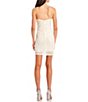 Color:White/Pearl - Image 2 - Bungee Spaghetti Strap V-Neck Patterned Sequin Fitted Dress