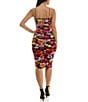 Color:Black/Red/Yellow - Image 2 - Bungee Strap Square Neck Floral Printed Mesh Bodycon Dress