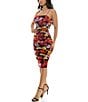 Color:Black/Red/Yellow - Image 3 - Bungee Strap Square Neck Floral Printed Mesh Bodycon Dress