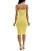 Color:Yellow - Image 2 - Bungee Strap Square Neck Shirred Bodycon Dress
