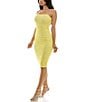Color:Yellow - Image 3 - Bungee Strap Square Neck Shirred Bodycon Dress