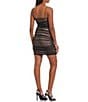 Color:Black/Tan - Image 2 - Bungee Strap V-Neck Bodycon Waistband Shirring Dress