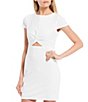 Color:Off White - Image 4 - Cap Sleeve Cut-Out-Waist Sheath Dress